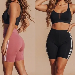 Pink With Black High Waist Biker Shorts – Pack of 2